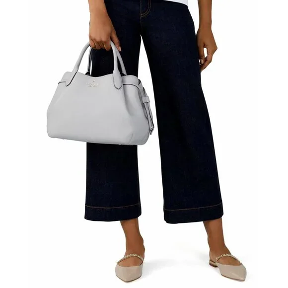 New Kate Spade Dumpling Large Satchel Pebble Leather Mountain Gray - Picture 3 of 5